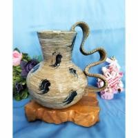 ราคา แจกัน เครื่องปั้นดินเผา วินเทจ ที่จับหยัก สวย เก๋ สดุดตา ไม่เหมือนใคร นำเข้าจากญี่ปุ่น หายากมากจ้าทรงนี้ (25908966714)