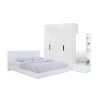 ราคา INDEX LIVING MALL ชุดห้องนอน รุ่นแมสซิโม่+แมกซี่ ขนาด 5 ฟุต (เตียงนอน(พื้นเตียงซี่)+ตู้เสื้อผ้า 4 บาน+โต๊ะเครื่องแป้ง) - สีขาว (22513181384)