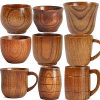 ราคา Wooden Big Belly Cup with Handle Handmade Natural Spruce Wood Drinking Beer Tea Coffee Milk Water Japanese Drinkware Kit (23283697516)