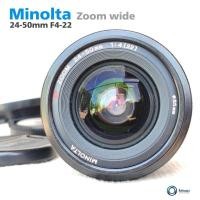 ราคา เลนส์กล้อง Minolta af red zoom 24-50mm f4(22) เมาท์ A บอดี้ดำ หน้าเลนส์ 55มม. Hood (22877291706)