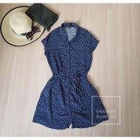 ราคา [มือสอง] เดรสน้ำเงินลายจุดขาว H&M (1877185809)