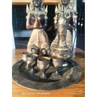 ราคา ชุดแก้วกาน้ำชาแกะลายมือเนื้อทองเหลืองเก่า (25253254887)