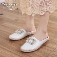 ราคา เพิ่ม1ไซส์/รองเท้าเปิดส้น รองเท้าสลิปออนแต่งเพชร มีกล่อง h319-1368 (22352762689)