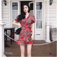 ราคา เดรสลายดอกสีแดงงานป้าย Loonnystore (4488121661)
