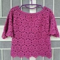 ราคา เสื้อถักโครเชต์ ถักมือ ลายดอกไม้ ต่อดอก แขนระบายออกดูหรูหรา สีม่วงดอกบานชื่น มีหนึ่งเดียว crochet top (7115715781)
