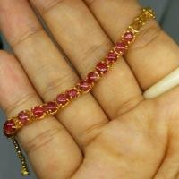 ราคา สร้อยข้อมือทับทิมจันทร์แท้ ทอง10K (993621880)