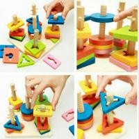 ราคา บล็อกไม้รูปทรง สวมหลัก 5 เสา (925024330)