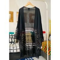 ราคา เสื้อคลุม ผ้าโปร่งลูกไม้สีดำ (22625747513)