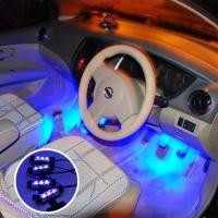 ราคา ชุดไฟ LED ไฟส่องเท้าในรถ สำหรับติดตั้ง 4 จุด เสียบกับที่เสียบบุหรี่ในรถ แสงไฟสีน้ำเงิน (1247024817)