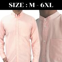 ราคา พร้อมส่ง เสื้อเชิ้ตผู้ชาย แขนยาว คอปก/คอจีน สีโอรส เสื้อแฟชั่น ผ้า OXFORD สีพื้น Size M-6XL เสื้อคนอ้วน ใส่สบาย (8820306897)