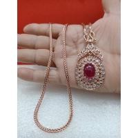 ราคา #สร้อยคอนาค#สร้อยคอนาคห้อยจี้ทับทิมล้อมเพชรซีกแท้ (21751199158)