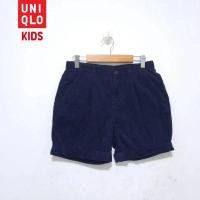 ราคา UNIQLO KIDS, กางเกงขาสั้นลูกฟูกสีน้ำเงินเข้ม เอว 25-26" (16210735948)