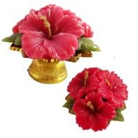 ราคา ดอกชบา เทียนหอมดอกชบา บนพานมินิ 7 cm x 7 cm ถวายพระพิฆเณศ ถวายพระ (21878143220)