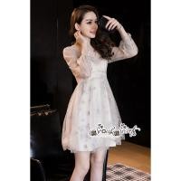 ราคา ฟรี EMS ชุดเดรสสั้น งานป้าย Lady Ribbon Thailand เสื้อผ้าแฟชั่นผู้หญิง Dress Size M สีครีม พร้อมส่งสวยเหมือนแบบ (1126207266)