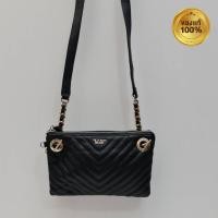 ราคา กระเป๋าสะพาย Victoria Secret สีดำหนังแท้มือสองสภาพนางฟ้า สายสะพายยาวอะไหล่ทองของแท้ (12332714030)