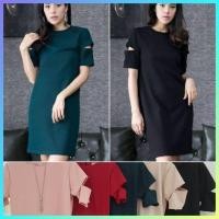 ราคา SALE M - 2XL เดรส cop งานป้าย ผู้หญิง ชุดทำงาน Oversize dress สาวอวบ คนอ้วน สีพื้น แดง ชมพู เขียว เทา ดำ พร้อมส่ง (1829762598)