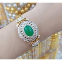 ราคา #กำไลเศษทองหุ้มฝังพลอยหยกล้อมเพชร (25757882604)