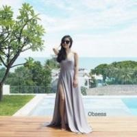 ราคา Haatiya เดรสสายเดี่ยวยาว สีเทา หลังไขว้ sexy เดรสออกงาน ชุดออกงาน (584686691)