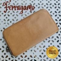 ราคา กระเป๋าสตางค์ Ferragamo ของแท้หนังแท้ สีน้ำตาล ซิปรอบ หัวซิปเป็นแบร-ด์ เฟอร์รากาโม่ (12946994912)