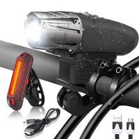 ราคา ไฟติดหน้ารถจักรยานแบบชาร์จ USB+ ไฟท้ายรถจักรยาน LED 400LM (4135374333)