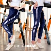 ราคา รหัสรุ่น A29 : เลคกิ้งผ้ากำมะหยี่สีน้ำเงินสวยมาก ราคา 250 บาท กุ้นแถบเส้นด้านข้างสีขาวเข้ากัน (4817206337)