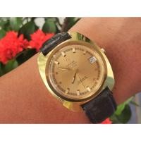 ราคา นาฬิกาข้อมือ​ วิ​นเท​จ​ Omega​ Geneve Electronic Chronometer​ Tuning​ Fork​ Gold Plated 40 ไมคอน​ ของแท้ มือสอง (4232614749)