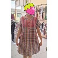 ราคา เดรสสั้นลายผ้าขาวม้า คอจีน เจาะกระเป๋า 2 ข้าง (2322603167)