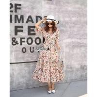 ราคา ฟรี EMS ชุดเดรสยาวงานป้าย Lady Ribbon Thailand เสื้อผ้าแฟชั่นผู้หญิง Dress Size M สีครีม พร้อมส่งสวยเหมือนแบบ (1108721262)