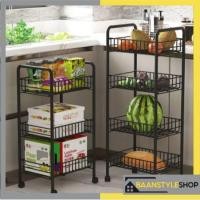 ราคา ชั้นวางมีล้อ ชั้นวางของ มีล้อ ล้อหมุนได้360องศา 2 สี 2 ขนาด สามชั้น สี่ชั้น (10503321077)