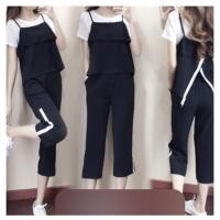 ราคา ชุดเซท set 3 ชิ้น มีเสื้อซับให้ ตามภาพ สายเดี่ยว น้ำตาล ดำ กางเกง มีกระเป๋า เองยางยืด ใส่สบาย คล่องตัว ชุดเอี๊ยม จั้มสูท (5579180405)