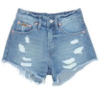 ราคา Artery Jeans / รุ่นผ้านอก BlackBerry (BB) / ขาสั้นเอวสูงกลางขาลุ่ยกีดขาด (สียีนส์ซีด) (421062142)