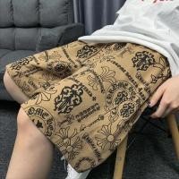 ราคา SPOT กางเกงขาสั้นพิมพ์ลาย Retro Cross Crocodile หลวมขนาดใหญ่กางเกงครอปลำลอง (19664182723)