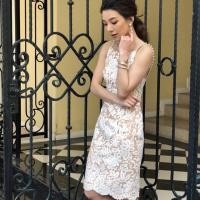 ราคา เดรสสายเดี่ยวลูกไม้ฉลุเกรดพรีเมียม (1383529233)