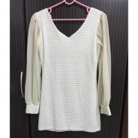 ราคา เสื้อยาวสีขาว คอวี แขนชีฟอง (545595231)