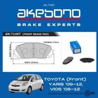 ราคา AKEBONO ผ้าเบรคล้อหน้า TOYOTA YARIS ปี 2009-2012 , VIOS ปี 2007-2012 โตโยต้า ยาริส , วีออส (6044716677)