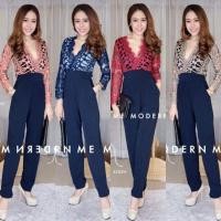 ราคา จั้มสูทขายาว งานลายลูกไม้ลายมงกุฏ (918907972)