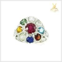 ราคา แหวนนพเก้าแท้ ตามตำราโบราณ เงินแท้925 ชุบทองคำขาว แหวนพลอยแท้ (4177733982)