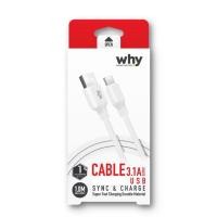 ราคา สายชาร์จโทรศัพท์ ชาร์จเร็ว3.1A Fast Charge Why รองรับปลายไมโคร ไท้ซี สีขาว ความยาว1เมตร ถ่ายโอนข้อมูล รูปภาพ เพลงได้ (15296152987)