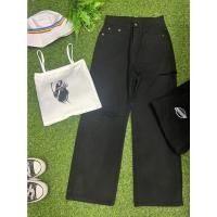 ราคา สายเดี่ยว สายเดี่ยวขาว กางเกงกึ้งยีนส์สีดำ แฟชั่นวินเทจห้ามพลาด (16161147220)