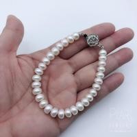 ราคา Pearl Shop สร้อยข้อมือ มุกแท้ ไข่มุกน้ำจืด ทรงซาลาเปา น้ำดี ผิวสวย ขนาด 6.5-7 มิล ขนาด 6 นิ้ว รวมตะขอ (7953800155)