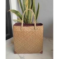 ราคา กระเป๋าสานกระจูดใบใหญ่ขนาด 12x12 (23372544378)