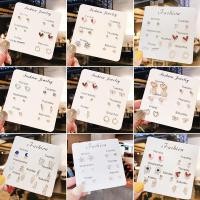 ราคา ต่างหูเงินแท้ 925 (7 คู่/ชุด) ต่างหูสไตล์เกาหลีหลากสไตล์ ต่างหู (9611738532)