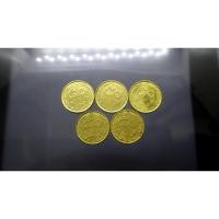 ราคา เหรียญ 50 สตางค์ สีทอง ปี พศ. 2523 ผ่านใช้งาน (ชุด 5 เหรียญ) (10562184719)
