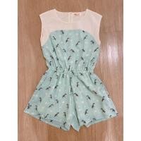 ราคา Jumpsuit จั๊มสูทขาสั้น สีเขียวมิ้น (8398752760)