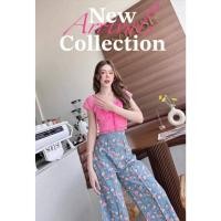 ราคา (สีชมพู 2XL) Set เซ็ตเสื้อลูกไม้กับกางเกงขายาวสุดเก๋ (23355582015)