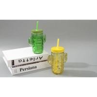 ราคา แก้วน้ำ แก้วตะบองเพชร มีฝาปิด มีหลอด 440 ml (สีเหลือง) (6541372135)