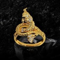 ราคา แหวนพญานาค ฝังเพชร ตัวเรือนหุ้มทองแท้ 100% 24K พรเก้าประการ นำโชค เสริมดวง R-07 (9515087819)