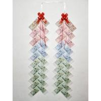 ราคา พวงมาลัยเงิน ใส่ธนบัตรได้ 40 ใบ แบบเฉียง ข้างละ 20 ใบ ใส่ได้ทุกแบงค์ ขนาด 3*7 นิ้ว (23219703910)