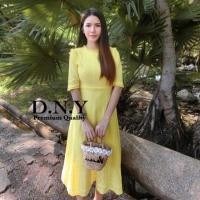 ราคา เดรสสีเหลืองงานป้ายDNY (2140897758)