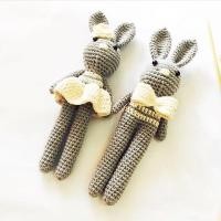 ราคา พร้อมส่ง ตุ๊กตากระต่ายคู่รักสีเทา ขาว (120486220)